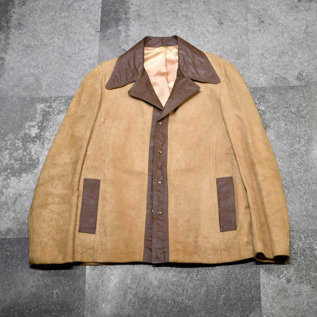 古着 70's ヌバックレザー レザージャケット ベージュ ジャケット デザイン imgrc0072372252.jpg