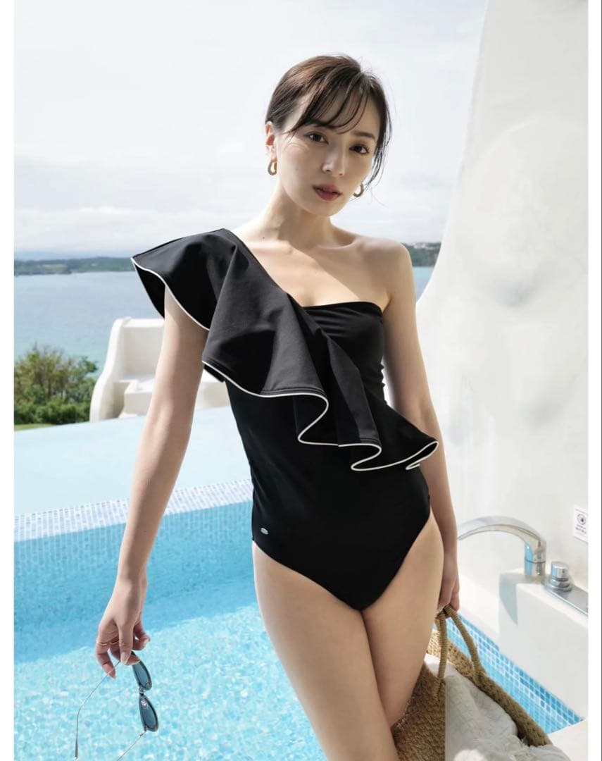 ワンショルダーフリルスイムスイムウエア