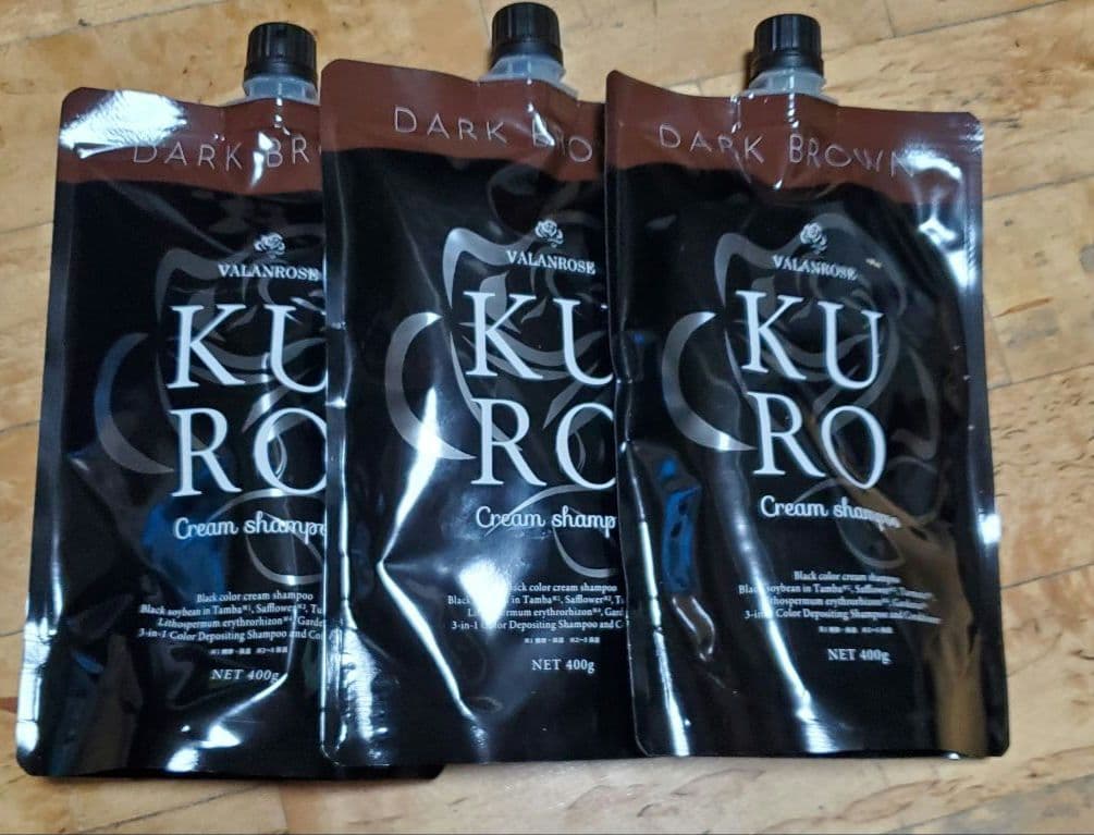 KURO ダークブラウンクリームシャンプー 400g 3本セット