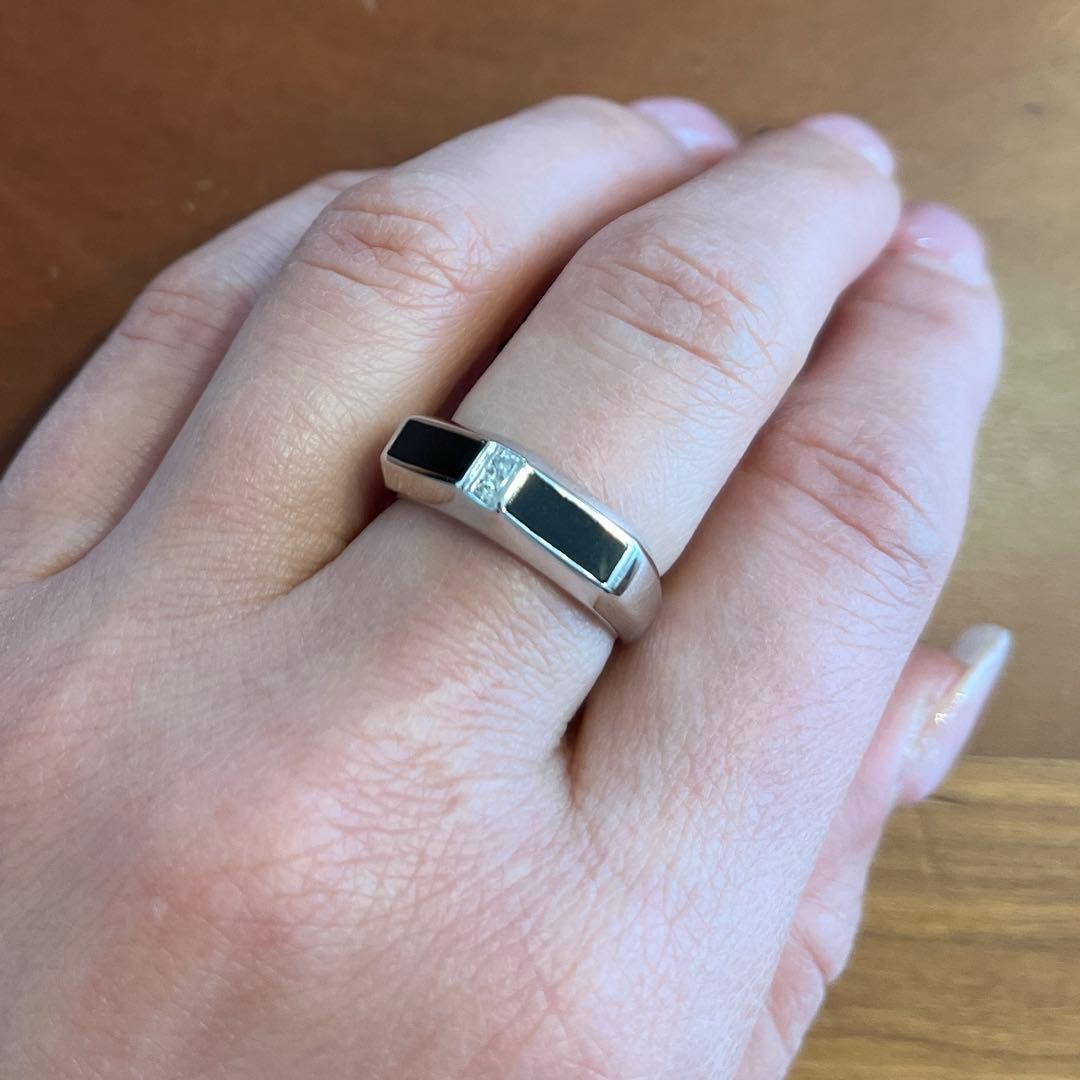 プラチナオニキスダイヤモンドリング　約12.5号