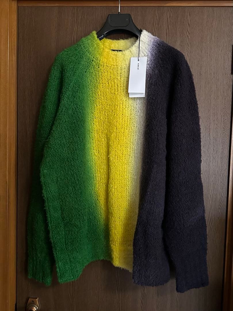 4新品 sacai サカイ タイダイ ニット セーター ブラック グリーン