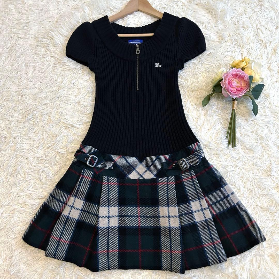 バーバリー ブルーレーベル ドッキングニットワンピース チェック