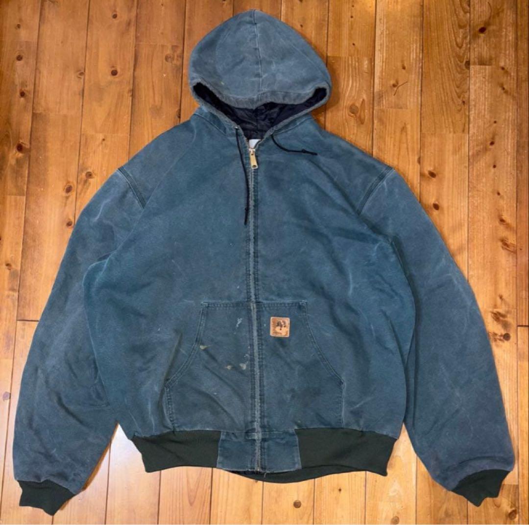 Carhartt 2XL アクティブジャケット フェード 80's 企業 緑