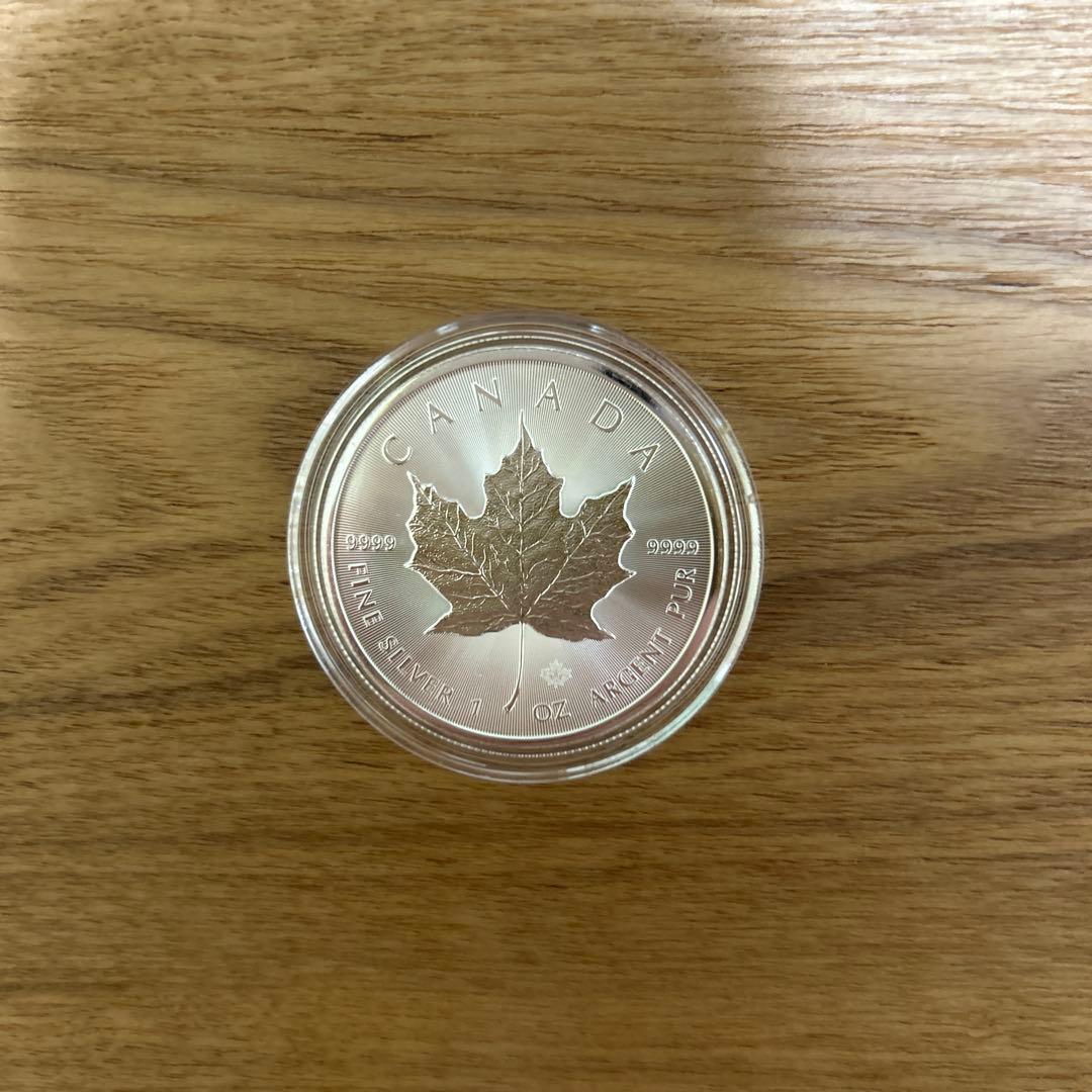純銀　カナダ　2025 メイプル カナダ 2025年 メイプルリーフ 20ドル銀貨ローズゴールドメッキ付