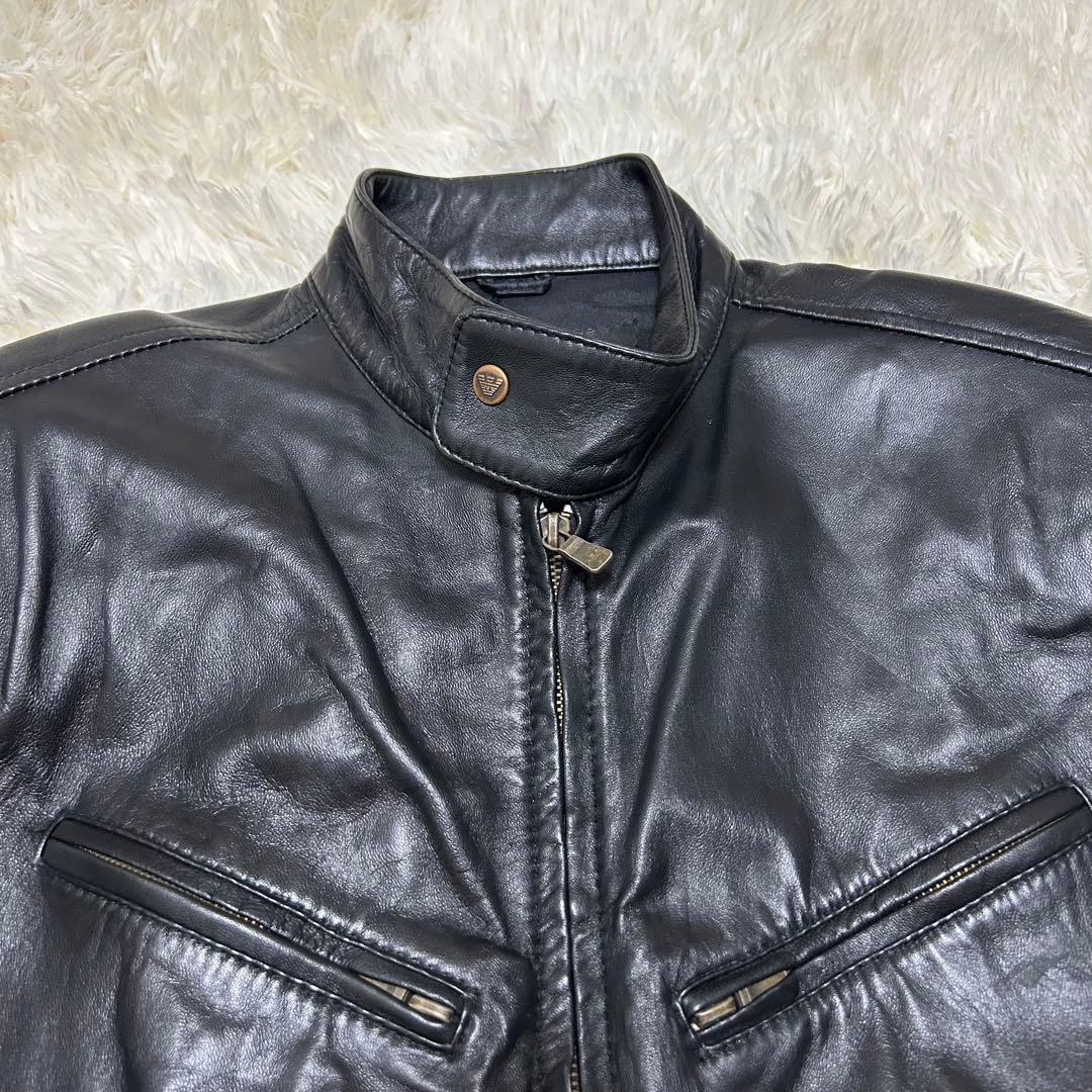 エンポリオアルマーニ ライダースジャケット レザージャケット