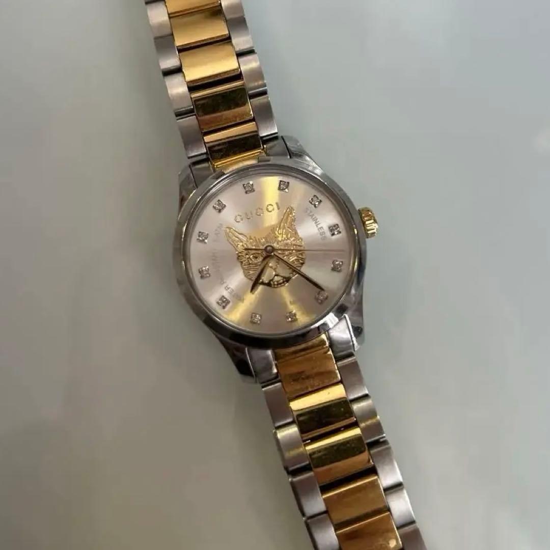 グッチ GUCCI 腕時計 シルバー ゴールド ダイヤ 蜂 猫 レディース