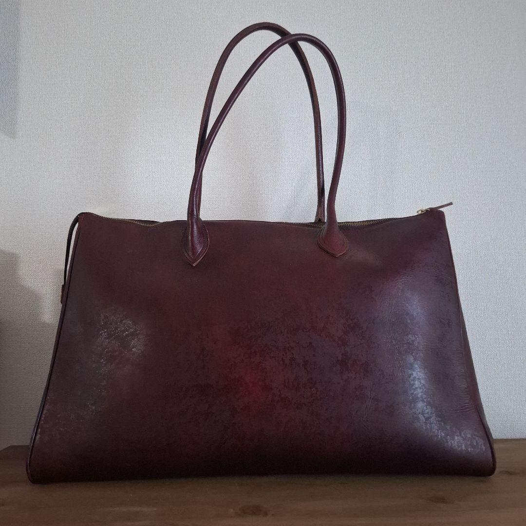 【本革】　旅行鞄　バッグ　ヴィンテージ　ワインレッド