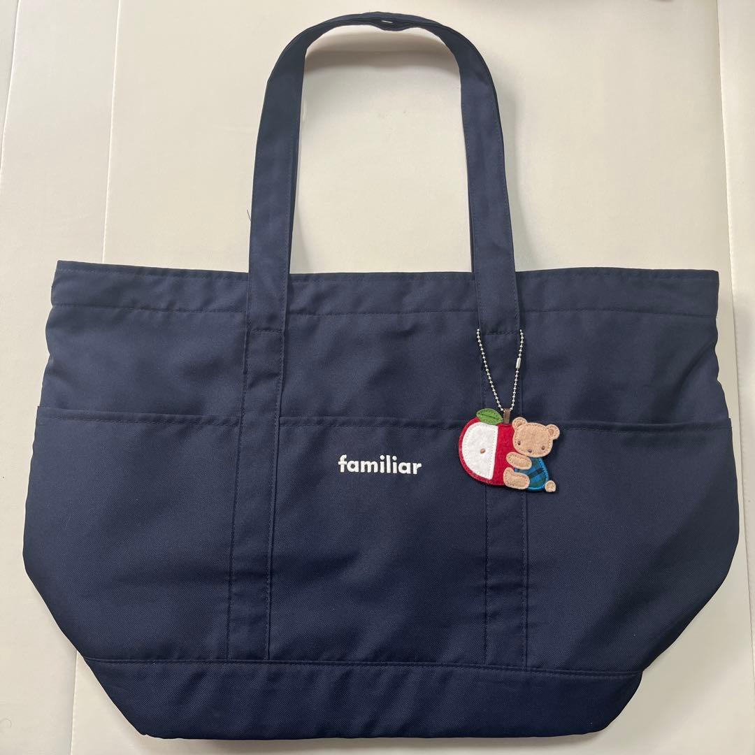 familiar マザーズバッグ ネイビー 青チェック柄　美品