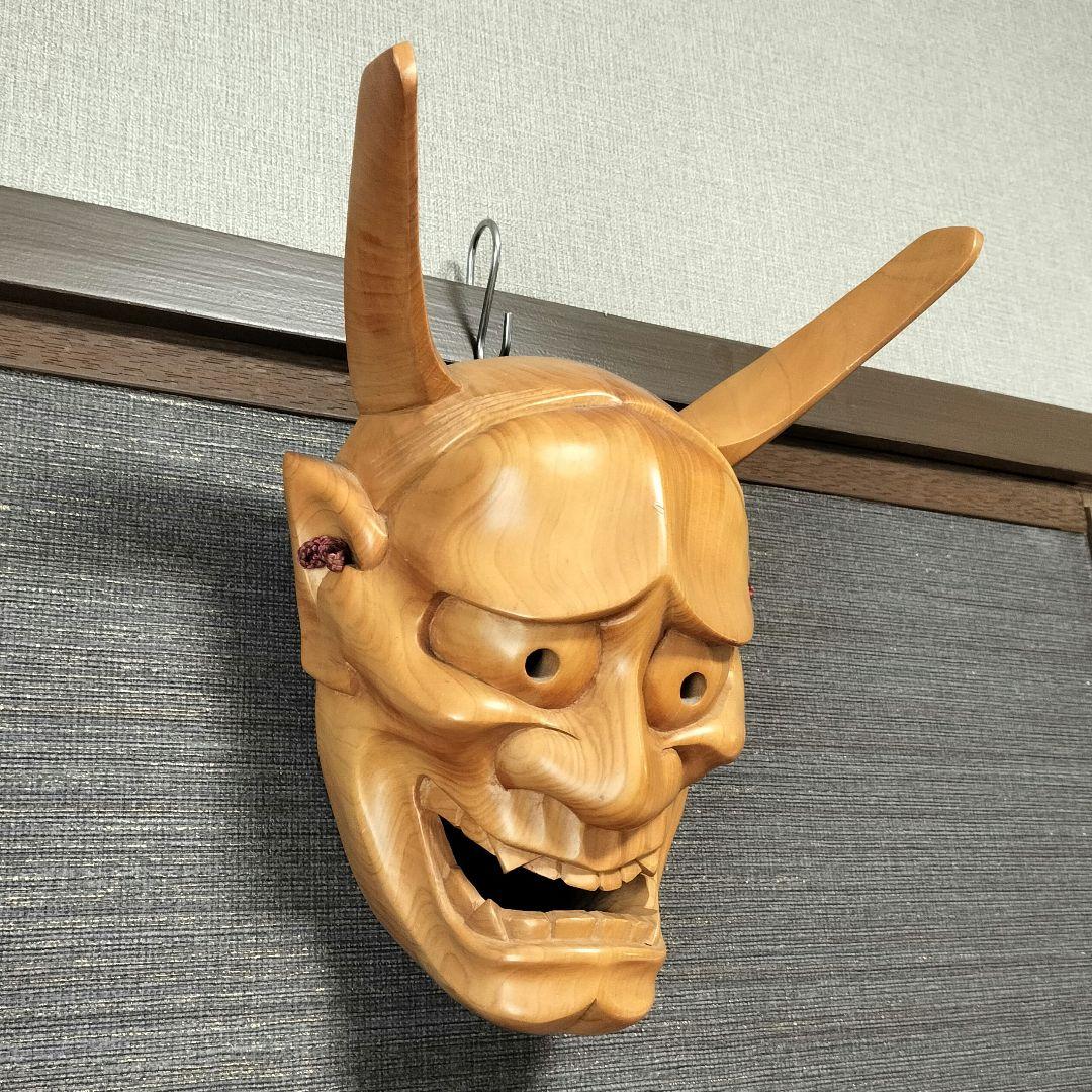 魔除け 木彫り 能面 般若 壁掛け インテリア - メルカリ