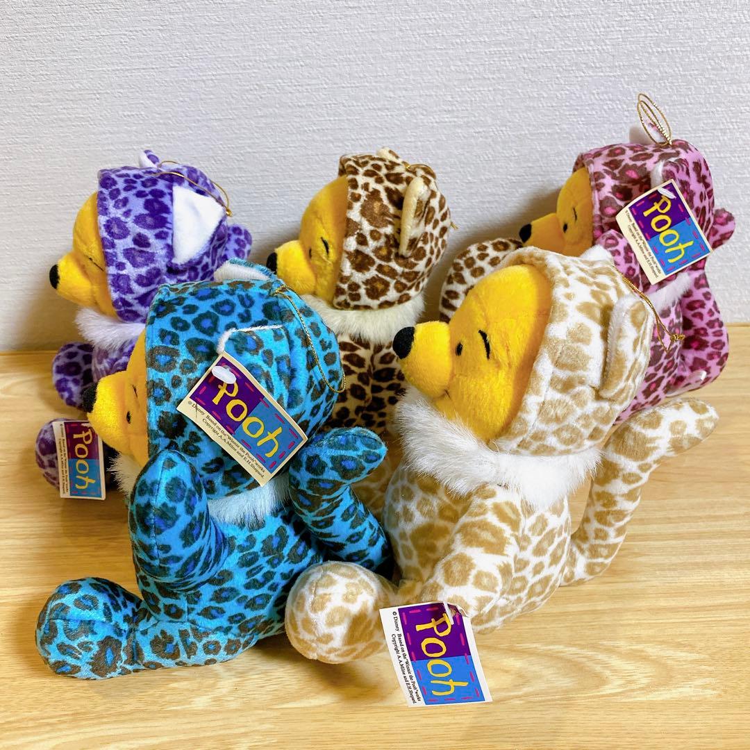 ディズニーくまのプーさん ヒョウ柄5体セット ぬいぐるみ レア 送料込
