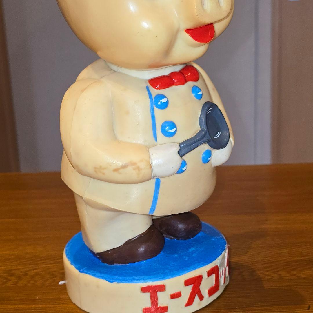 エースコック 店頭用 豚 ぶた ブタ ソフビ 人形 初期型のレア 昭和