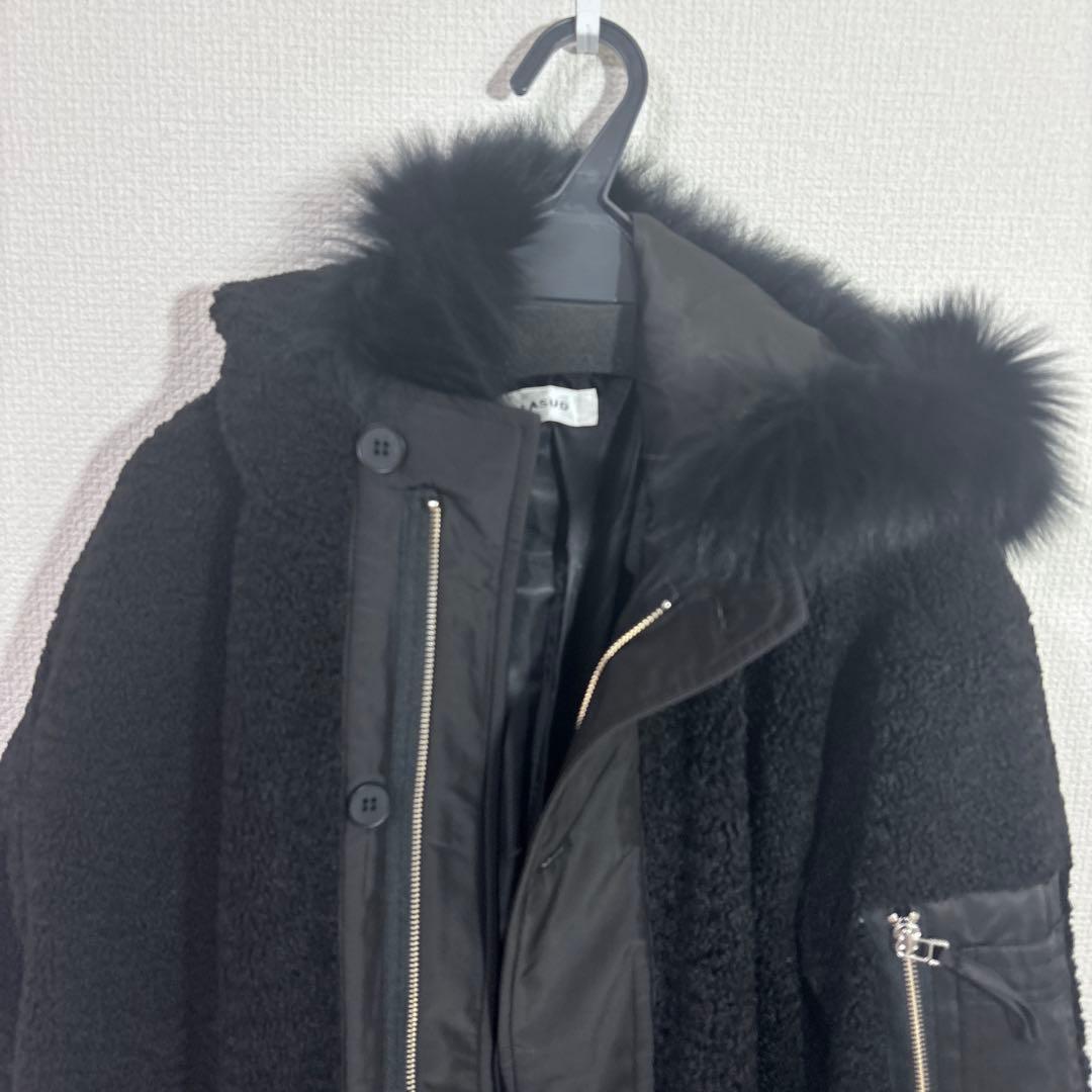 LASUD ファーボアコート ブラック 未使用品 サイズ9号 定価34000円