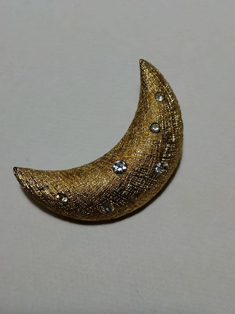 ChristianDior　ディオール　ストーン 三日月　ブローチ　ゴールド