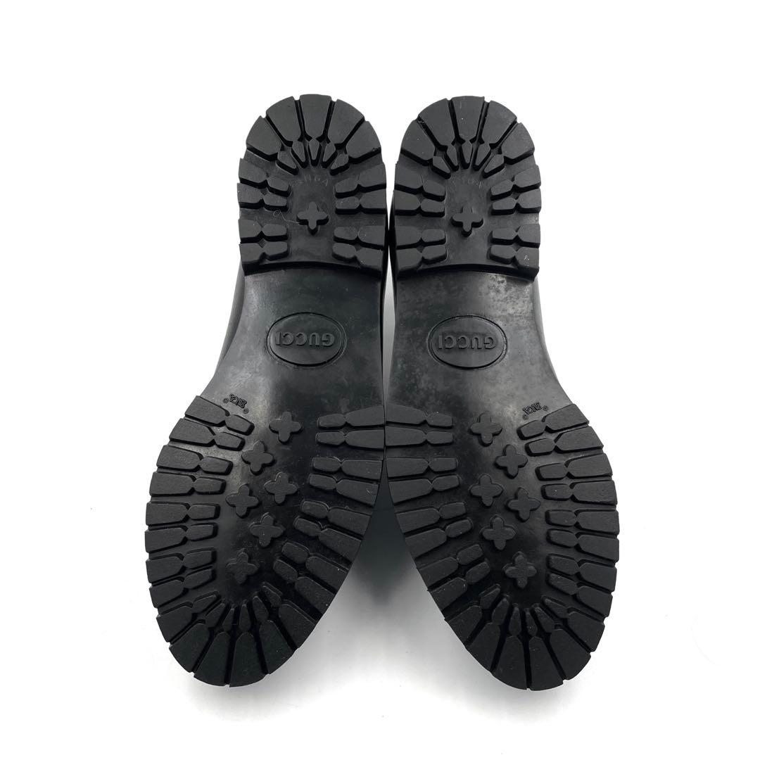 《未使用級》グッチ ホース ビット ローファー レザー ゴールド金具 黒系 37