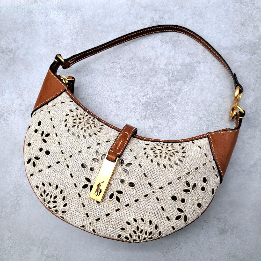 新品同様★ ポロラルフローレン 近年 ミニショルダーバッグ ハンドバッグ Polo ID スエード ミニ ショルダー バッグ