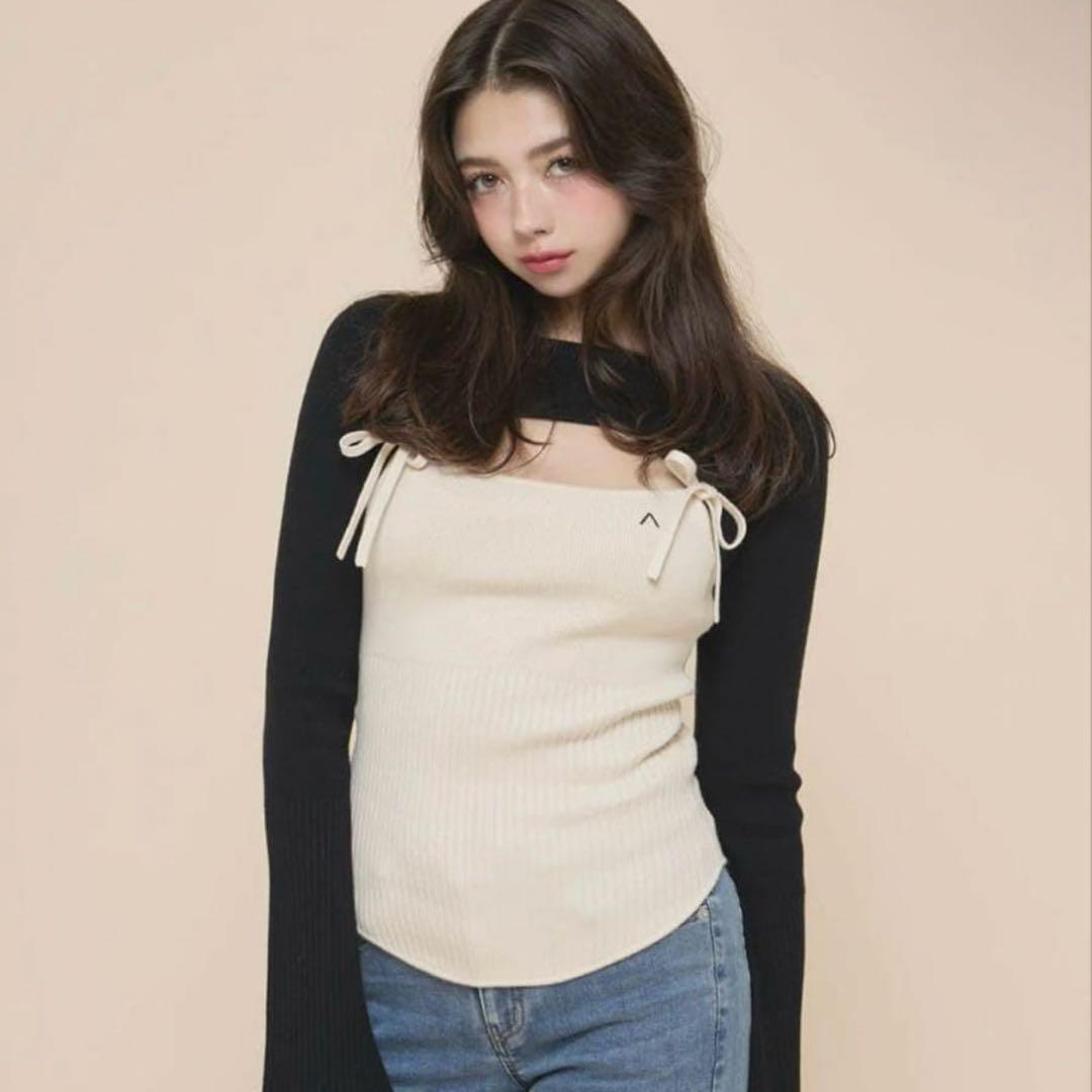 トップス andmary Bebe ribbon set tops