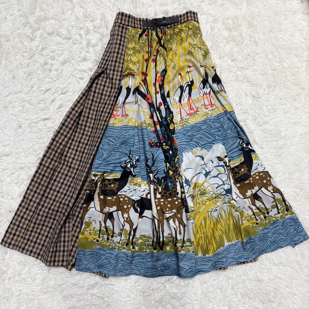 【極美品】ウィークエンドマックスマーラ プリーツフレアスカート アニマル柄