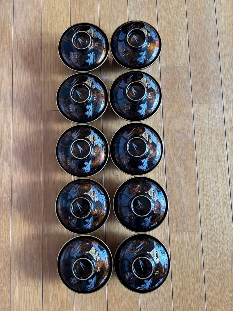 漆器 椀 10個セット 黒色 装飾あり