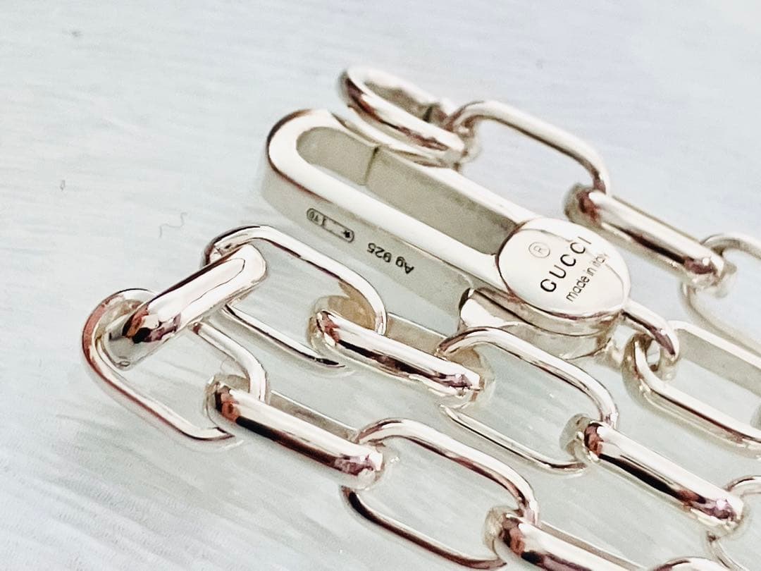 超美品】GUCCI レクタングル チェーン ネックレス 男女兼用 SV925