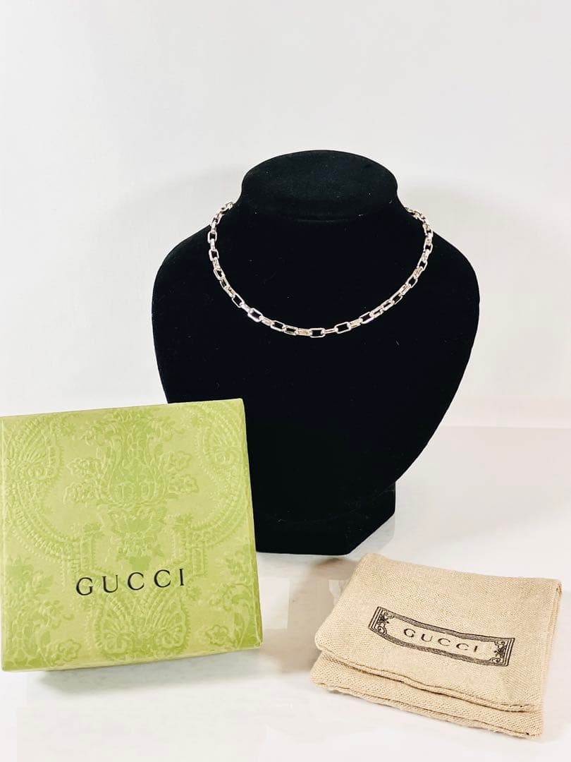 超美品】GUCCI レクタングル チェーン ネックレス 男女兼用 SV925