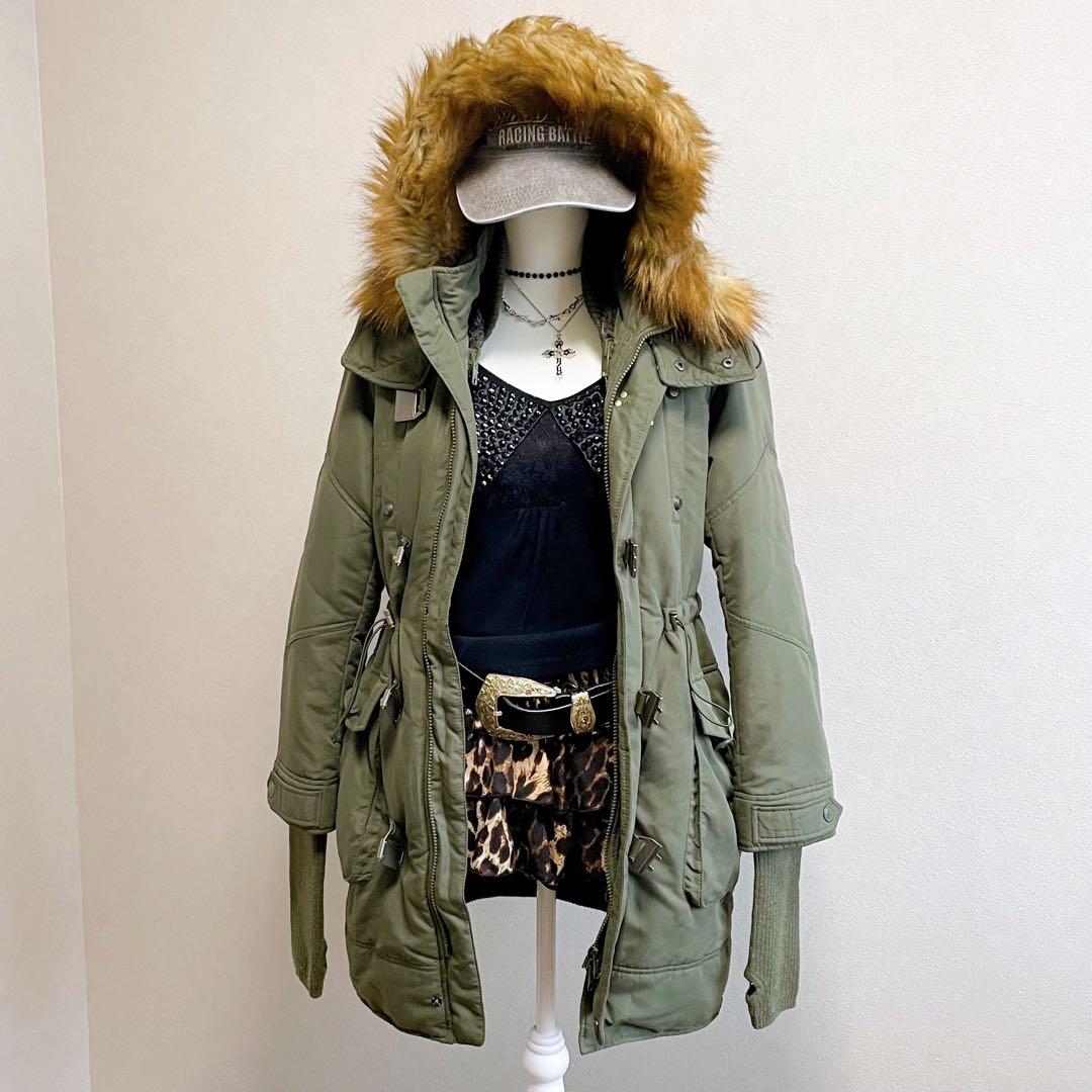 平成ギャル y2k ファー付き ミニタリー モッズコート フェアリー