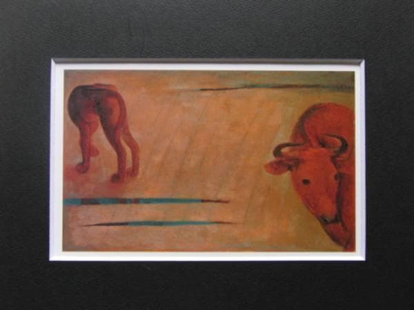 香月泰男、「雨（牛）Rain(Cattle)」、希少画集画、新品額装付