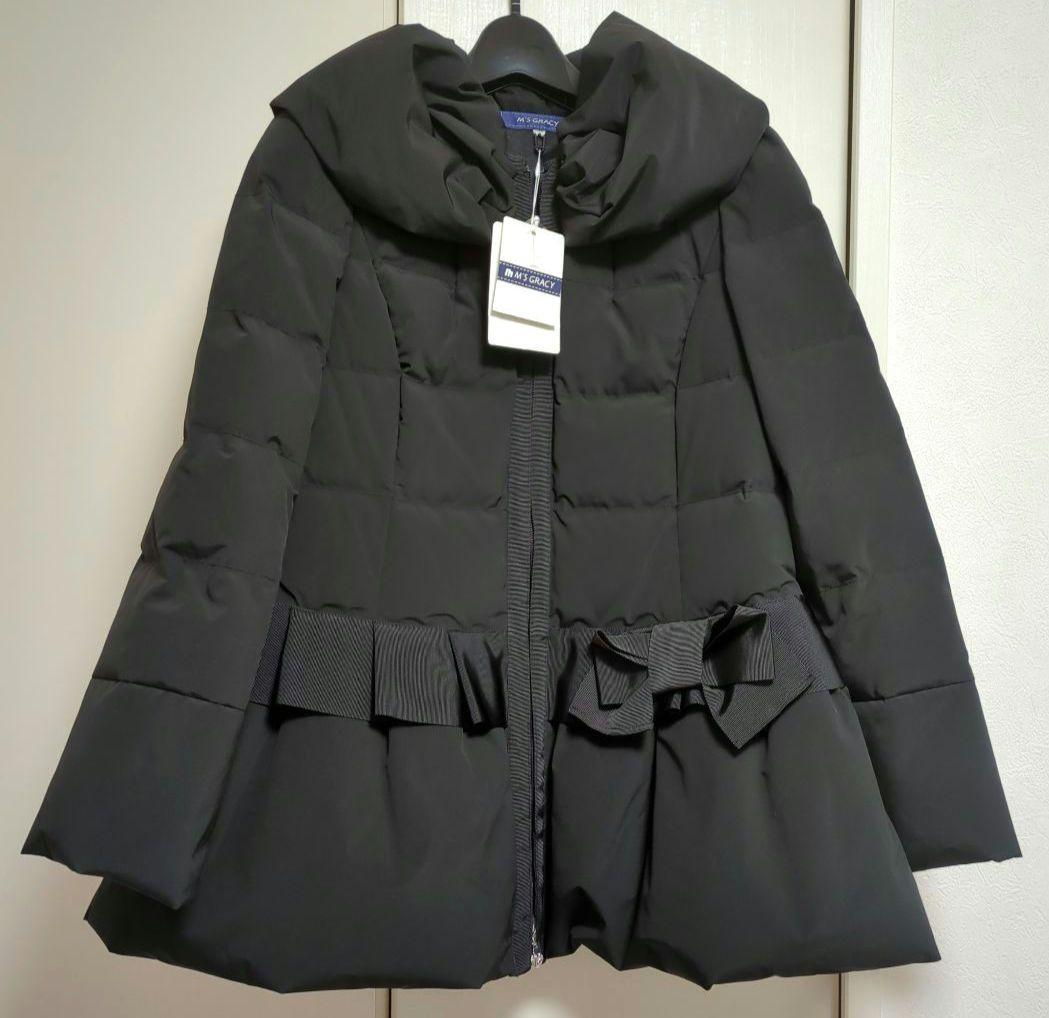 新品未使用 エムズグレイシー ダウンジャケット 38 リボン ダウン