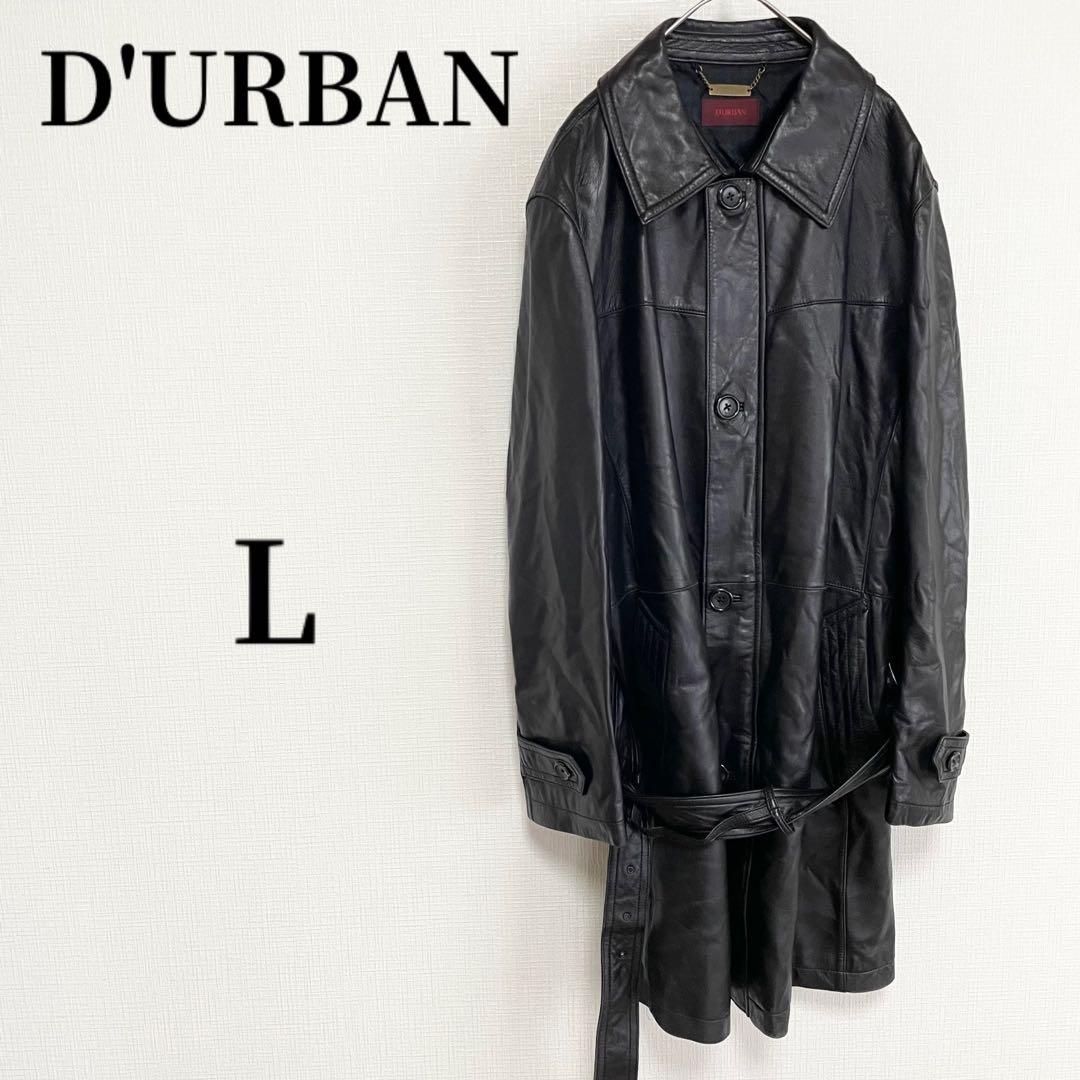 D'URBAN ダーバン レザーコート ブラック 古着コーデ