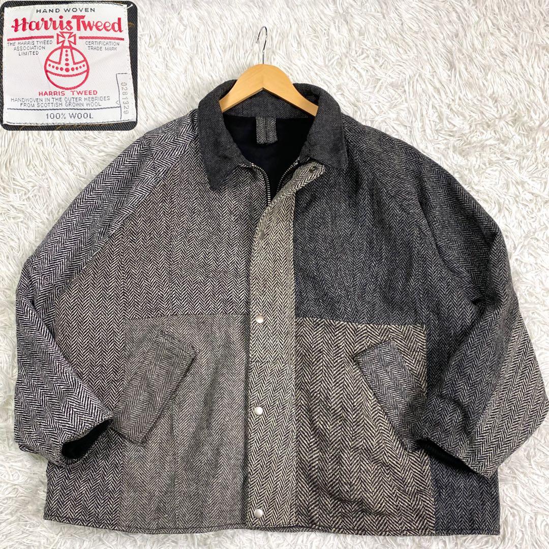 希少✨2XL相当 ハリスツイード クレイジーパターンヘリンボーン ブルゾン