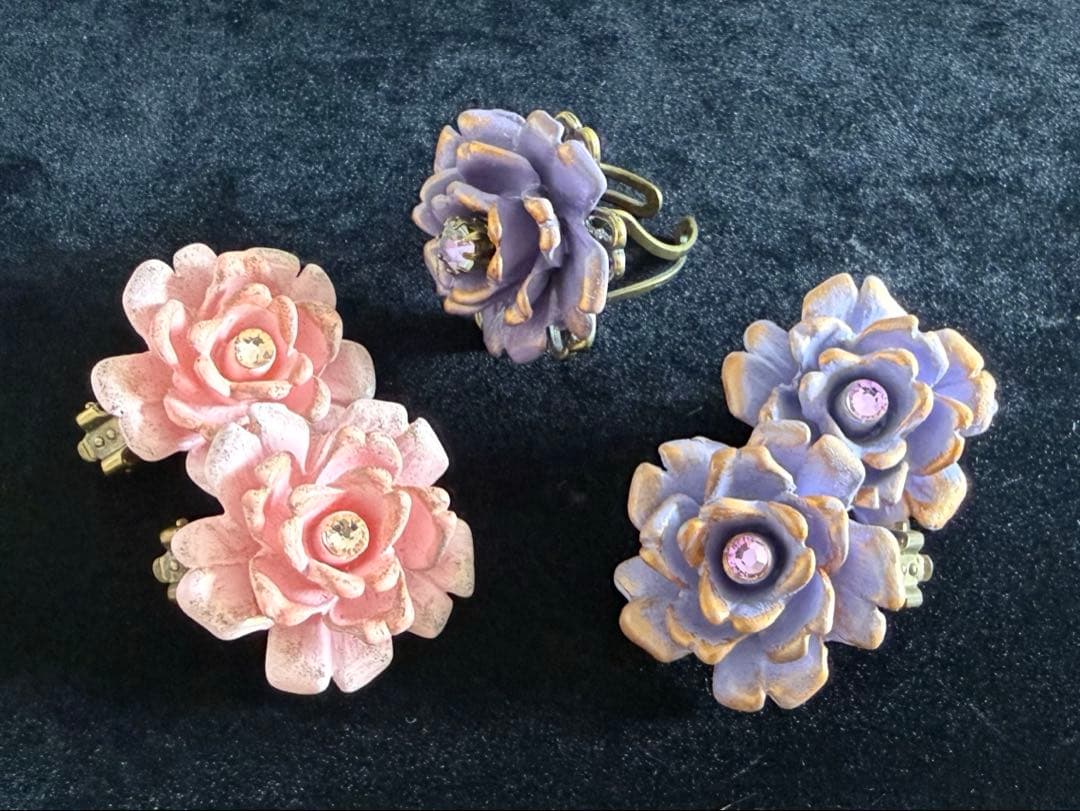 MICHAL NEGRINミハエルネグリン　お花リングイヤクリップ3点セット