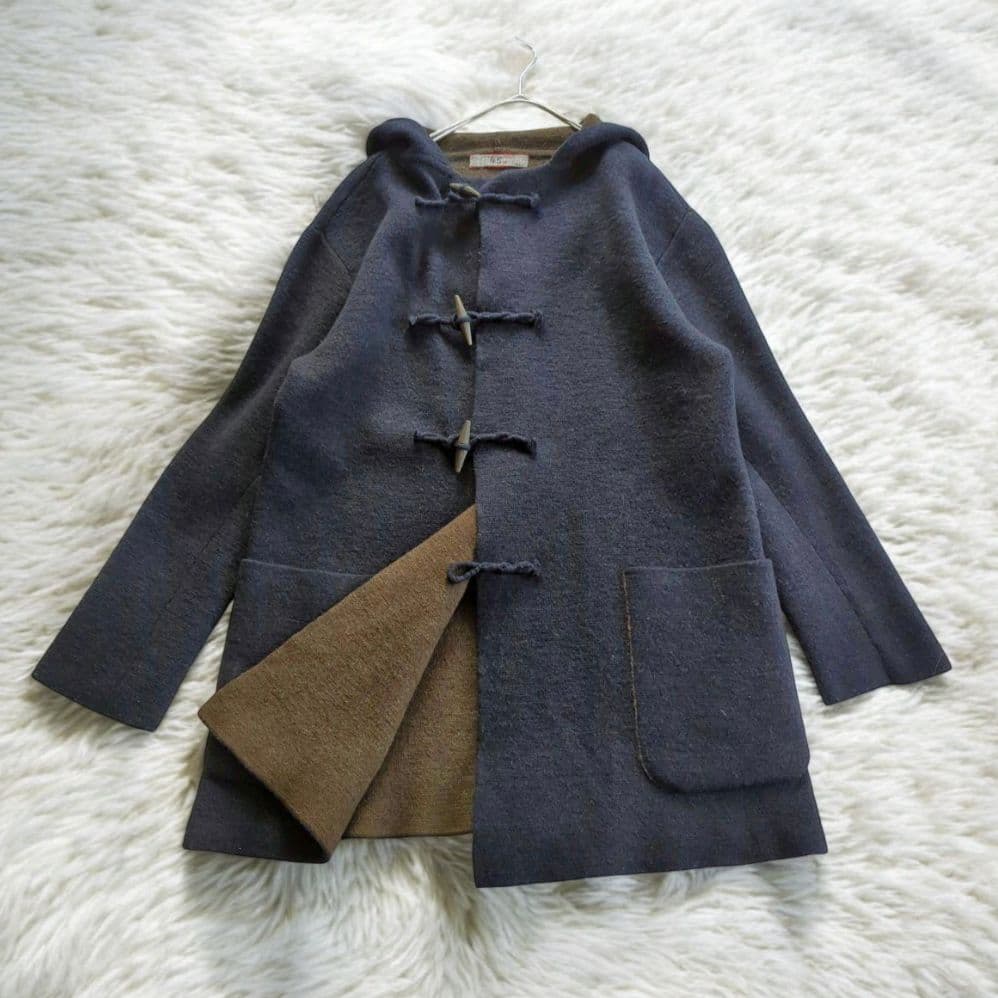 45R 圧縮ウール ダッフルコート バイカラー ゆったりサイズ 3(L)