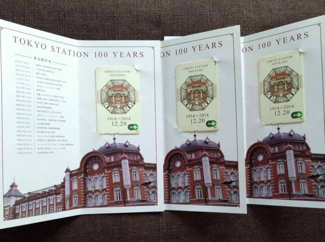 東京駅開業100周年記念限定Suica 3枚セット 台紙付き