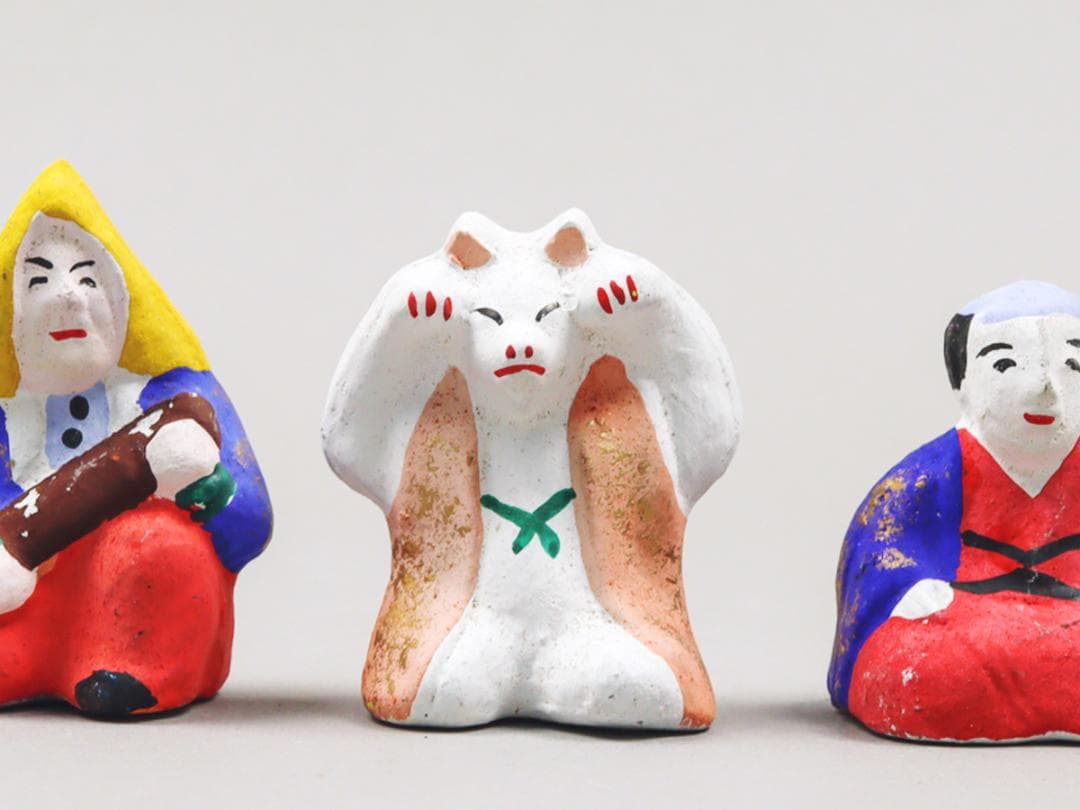 今戸焼 三すくみ 狐拳 キツネ 猟師 庄屋 土人形 置物 民芸品 - メルカリ