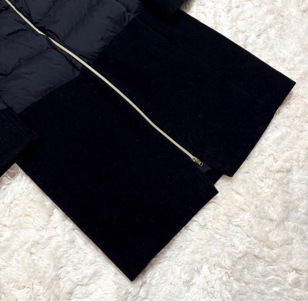 ヘルノ ウール 切替 異素材 切り替え スタンドカラー ダウン コート 44