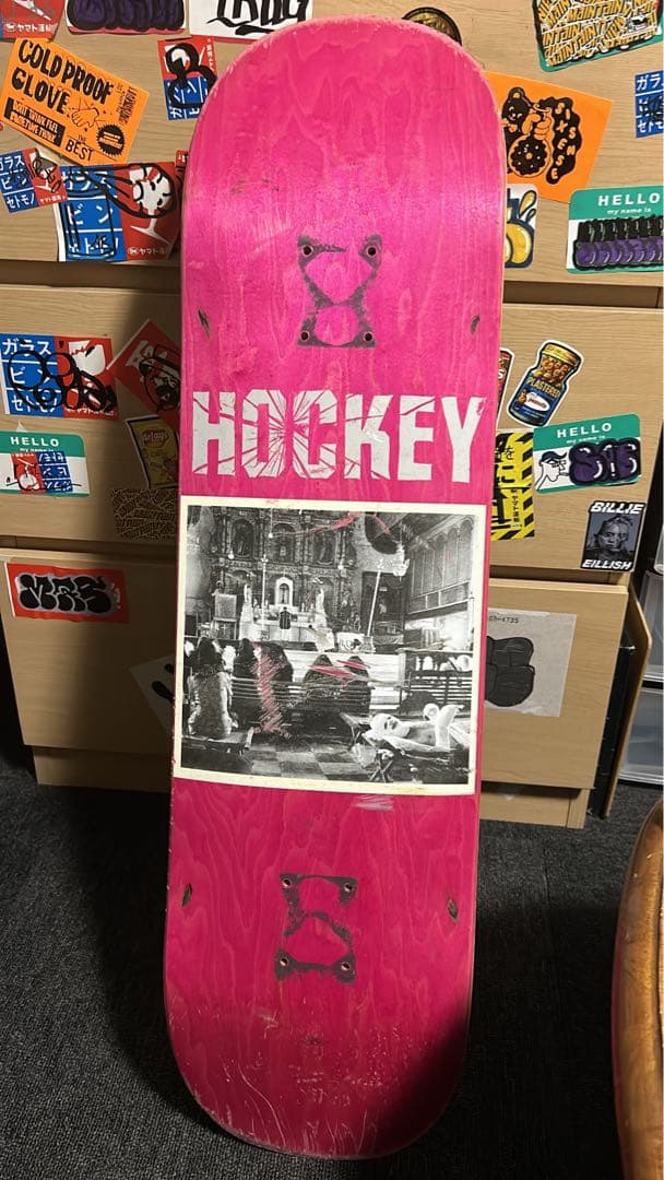 HOCKEY スケートボードデッキ ピンク 写真付き 使用感あり