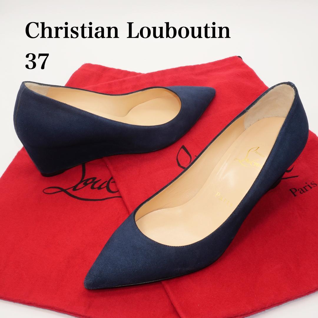 37　Christian Louboutin　ルブタン　紺　ウェッジソール