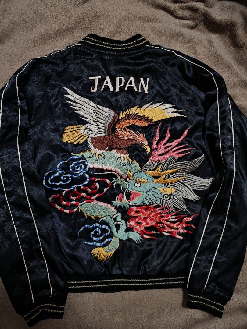 テーラー東洋２面用 龍スカル ワシ 日本限定 スカジャン vintage　サテン