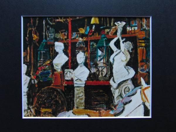 楢原　健三、クリニャンクールの骨董屋、希少な額装用画集より、新品高級額、額装付