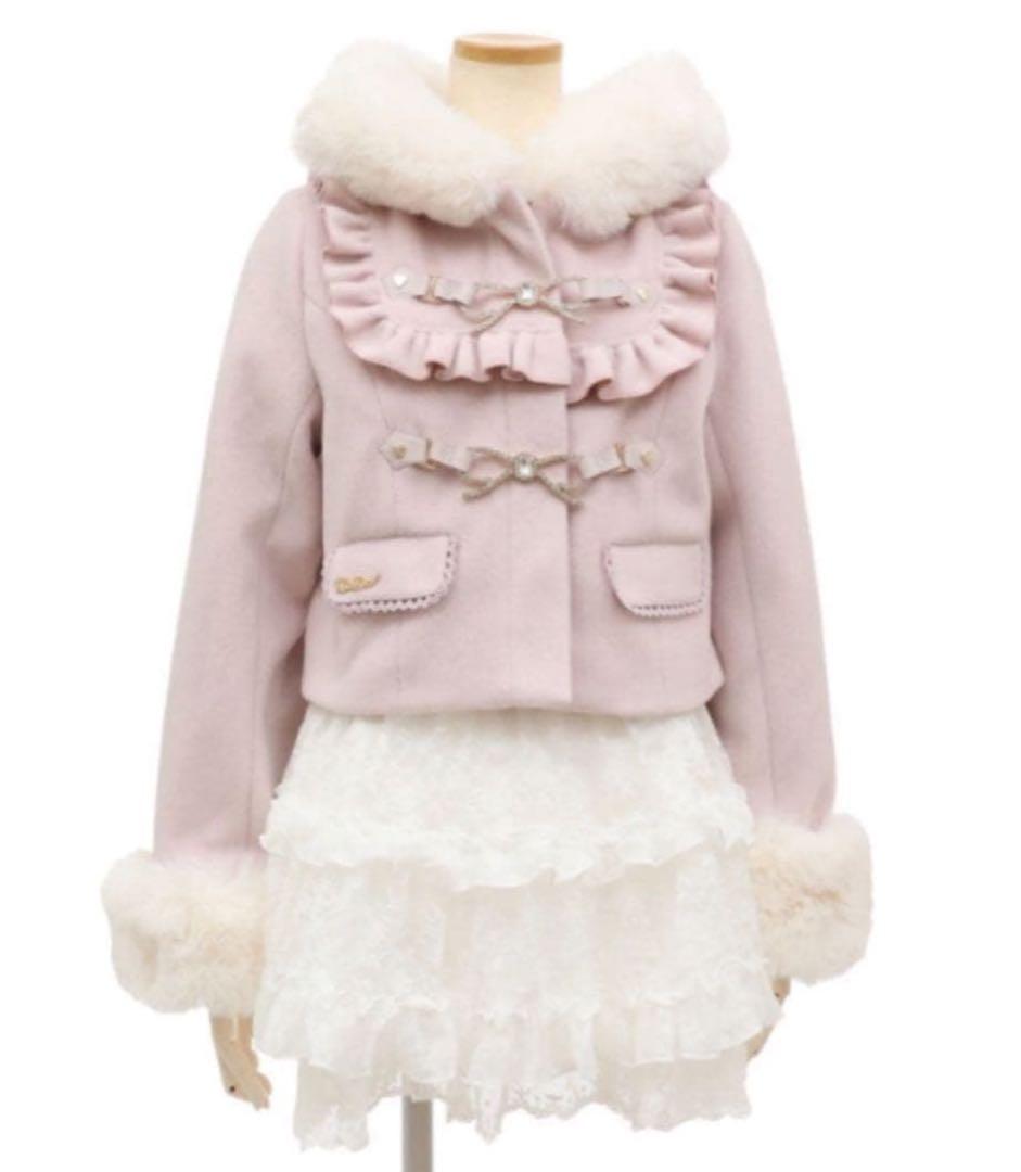 LIZLISA ビジューリボンショートフードコート ピンク - メルカリ