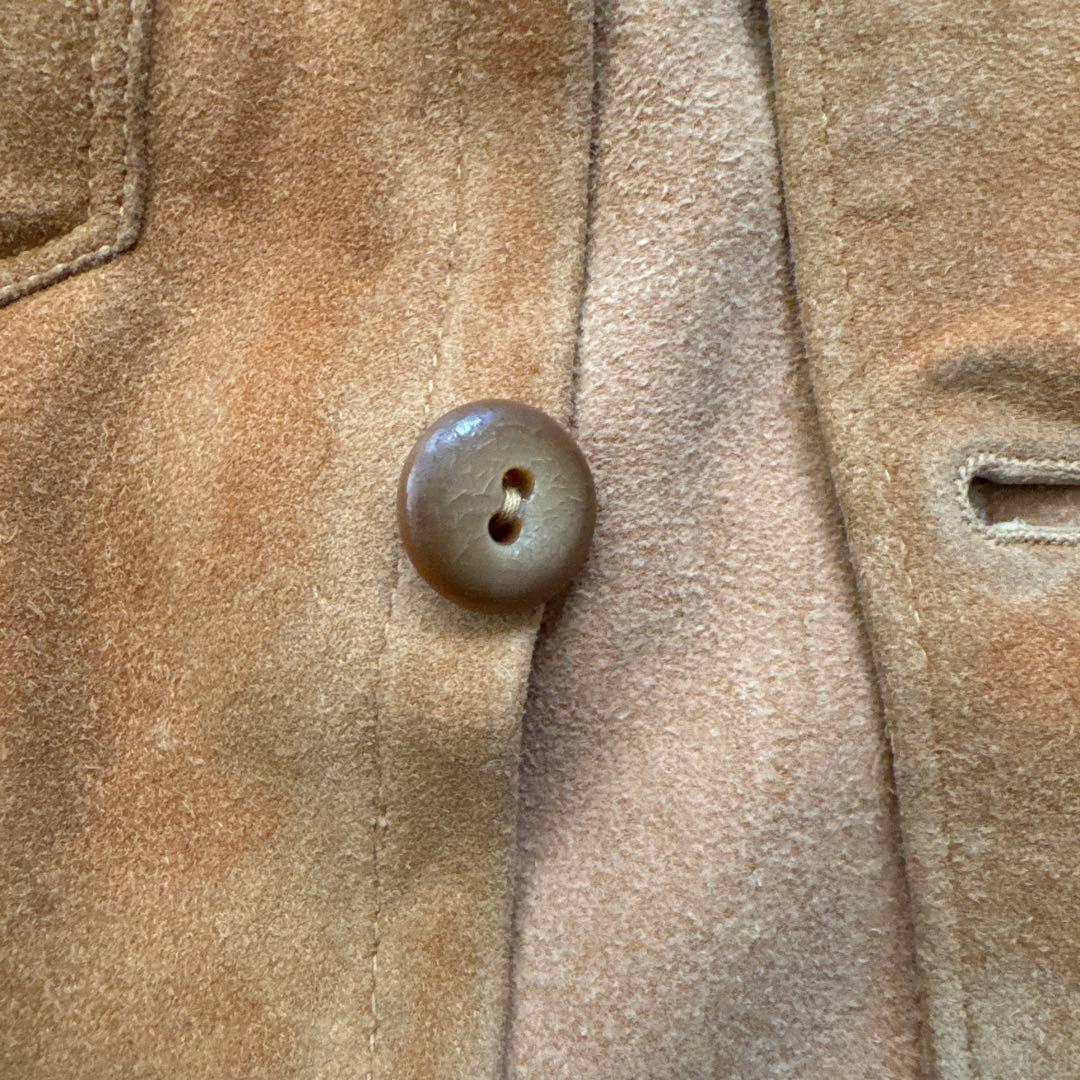 40s ヴィンテージ レザーシャツ スウェード ベージュ ベークライト