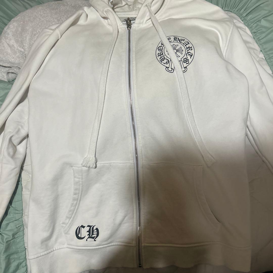CHROME HEARTS ホワイト ジップアップパーカー 正規品 Size【M】 CHROME HEARTS クロム・ハーツ Chest-Li CH TBAR ZIP HOODIE