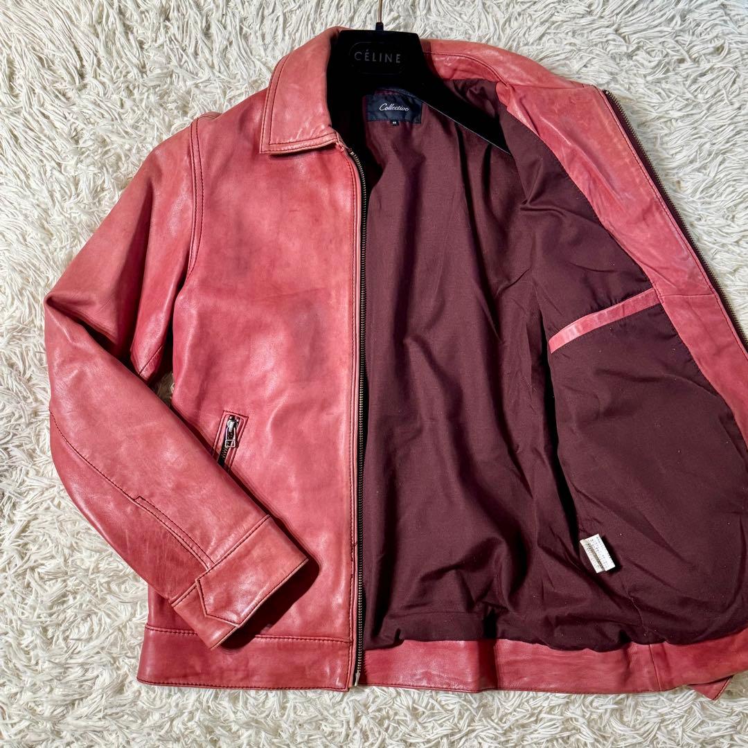 【希少】コレクティブ　ラムレザー　シングルライダース　ジャケット　レッド 楽天市場】Mo-LAWS レザージャケット メンズ 本革 赤 レッド シングル