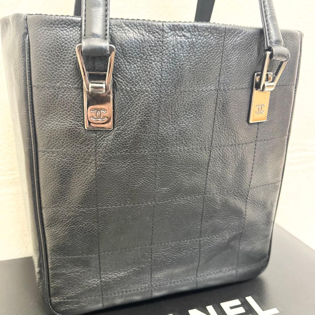 CHANEL シャネル トートバッグ キャビアスキン チョコバー
