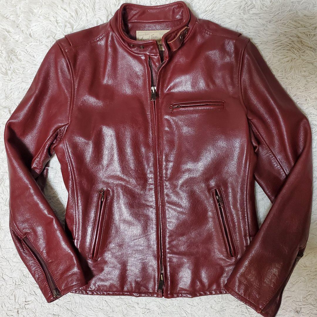 極美品 AVIREX シングルライダース レザージャケット L ボルドー メンズ