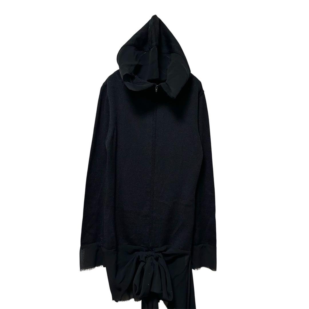 THE FIRST WOMAN フード付き ニット パーカー 黒 シアー 38 - メルカリ