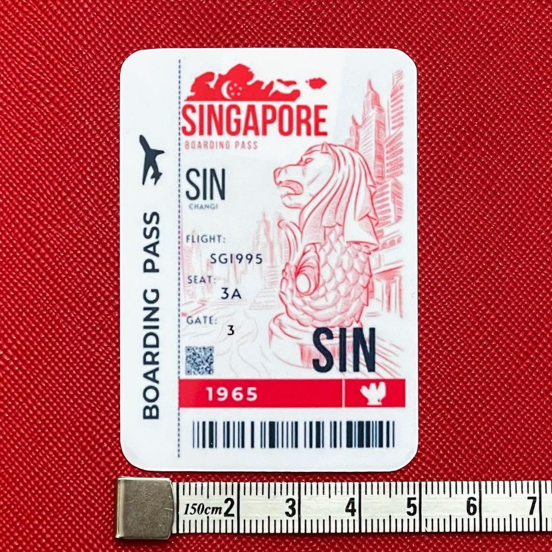 レア【新品】ステッカー シンガポール 出入国 スタンプ マーライオン