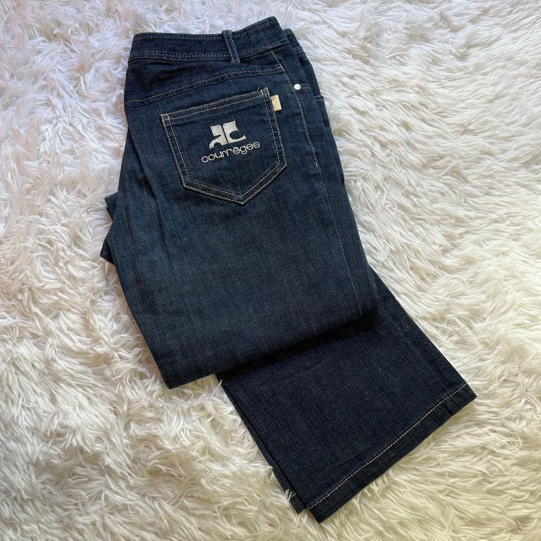 vintage courreges denim pants バックロゴ　希少