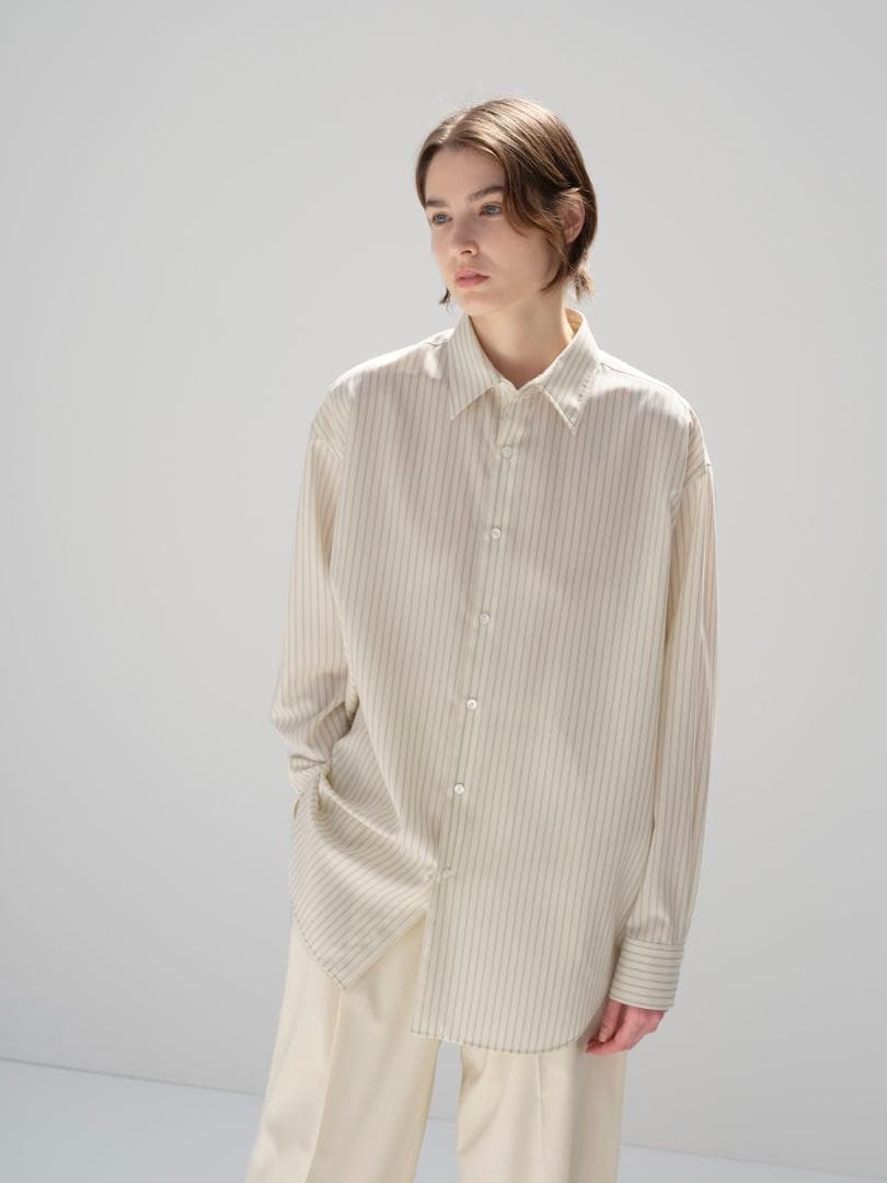 トップス AURALEE SUPER FINE WOOL STRIPE SHIRT 0