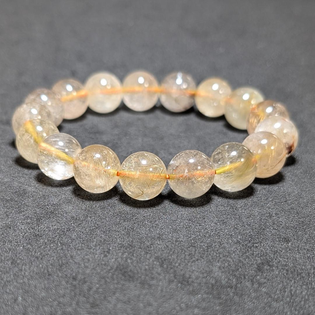 透明感重視 ゴールドルチルクォーツ ブレスレット 12ミリ 金針水晶 最強天然石 ブラジル産 7A級 金運アップ ゴールドルチルクォーツ 12mm