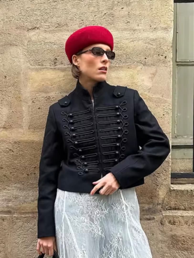 【大流行中】ブラック ミリタリー・ナポレオンジャケット モード ショート丈